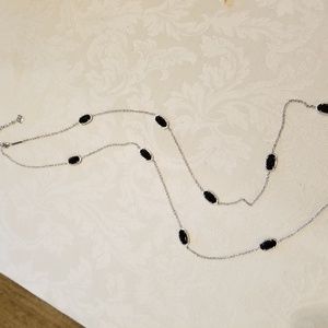 Kendra Scott long silvertone/onyx necklace